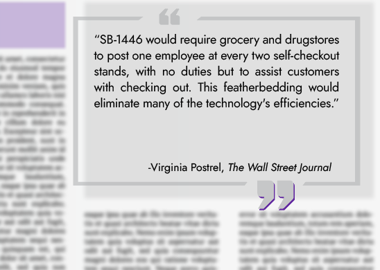 Wall Street Journal Quote - Post one employee at every two self-checkout stands