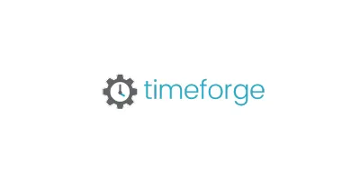 Timeforge company logo with a clock inside a gear shape beside the text timeforge.