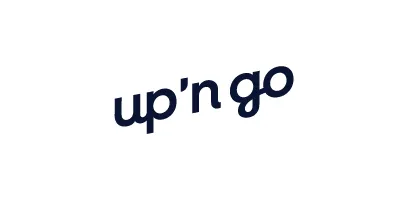 Logo text reading up'n go in lowercase dark blue letters on white background.