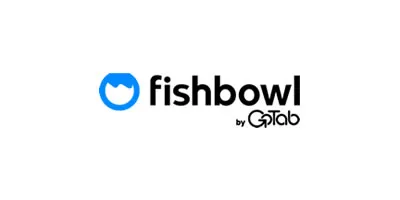 fishbowl by Gtab logo with blue circular icon featuring a white abstract fish bowl shape