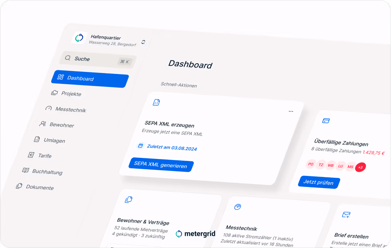 metergrid Mieterstrom Software Dashboard Display Ansicht