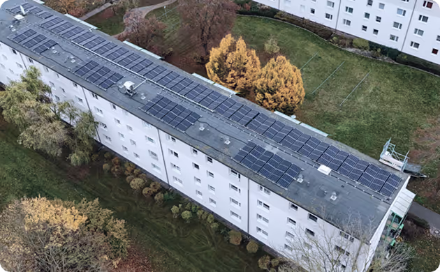 Luftaufnahme: Deutschlands größtes Mieterstromprojekt in Berlin, umgesetzt von metergrid für Genossenschaften