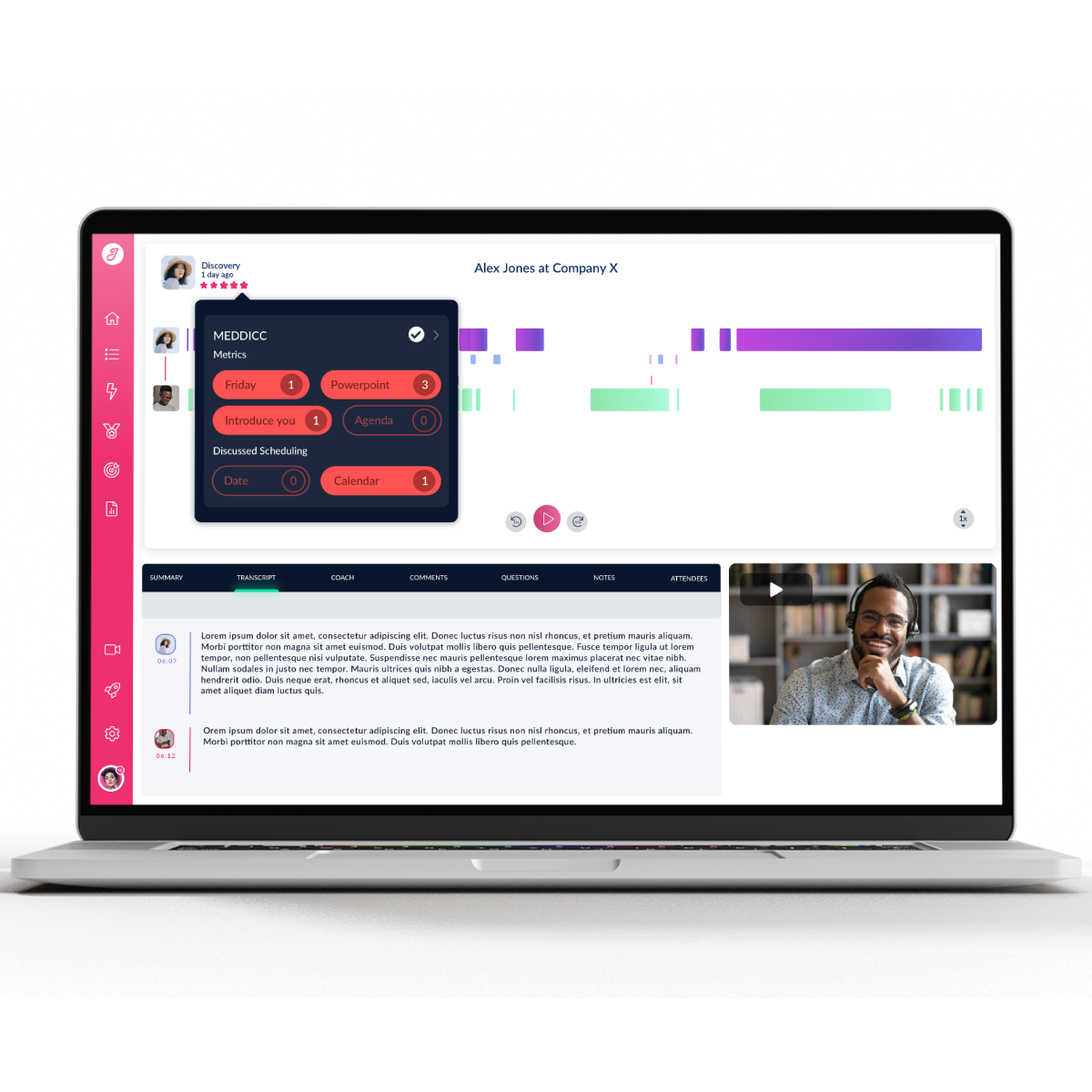 Screenshot der Jiminny-Plattform mit dem Bereich „Automated Call Scoring