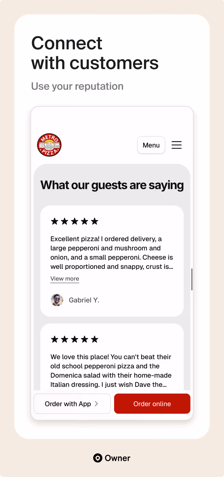 Metro Pizza website