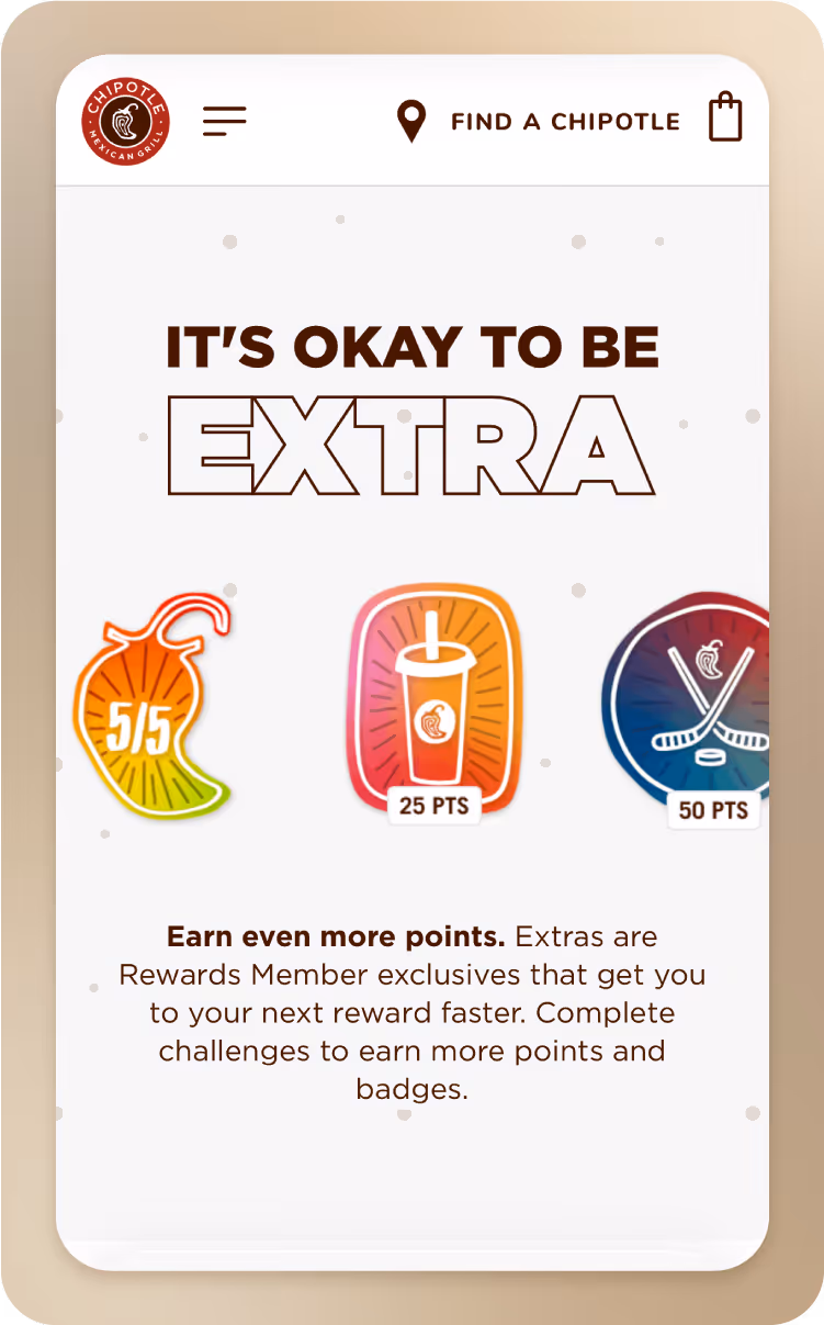 Stylized image of Chipotle loyalty program page