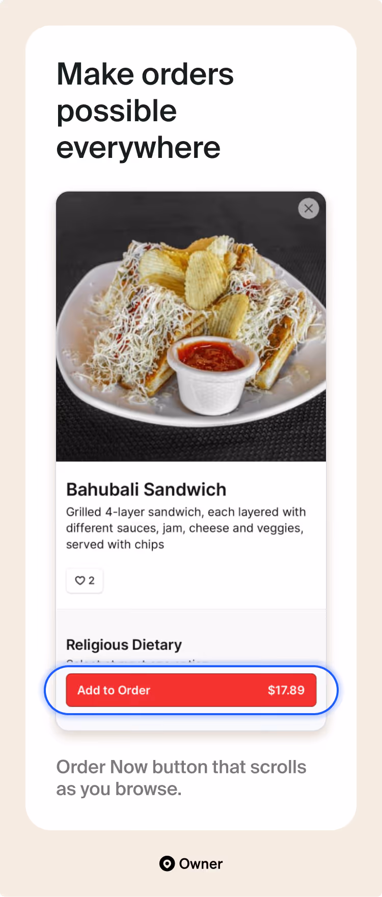 Image of a sandwich with pricing