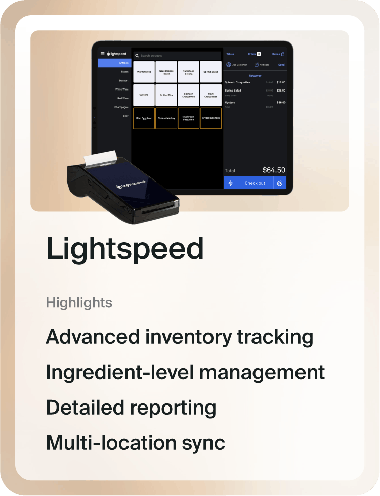 Lightspeed POS system highlights.
