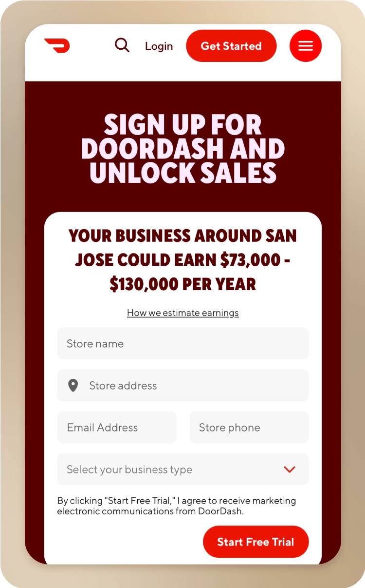 DoorDash website.