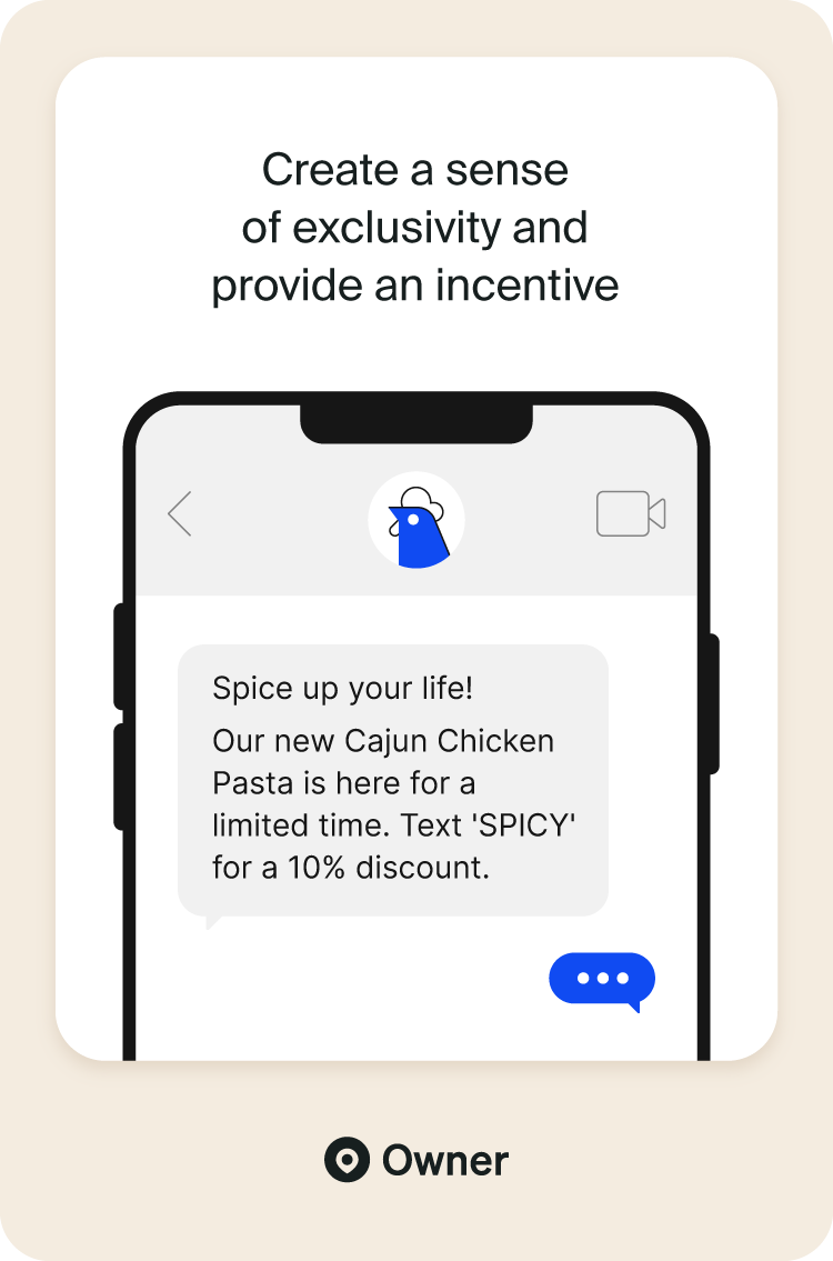 Example of sms marketing on how to create a sense of exclusivity and provide an incentive.