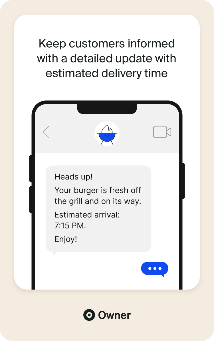 Example of SMS marketing showing how to keep customers informed.