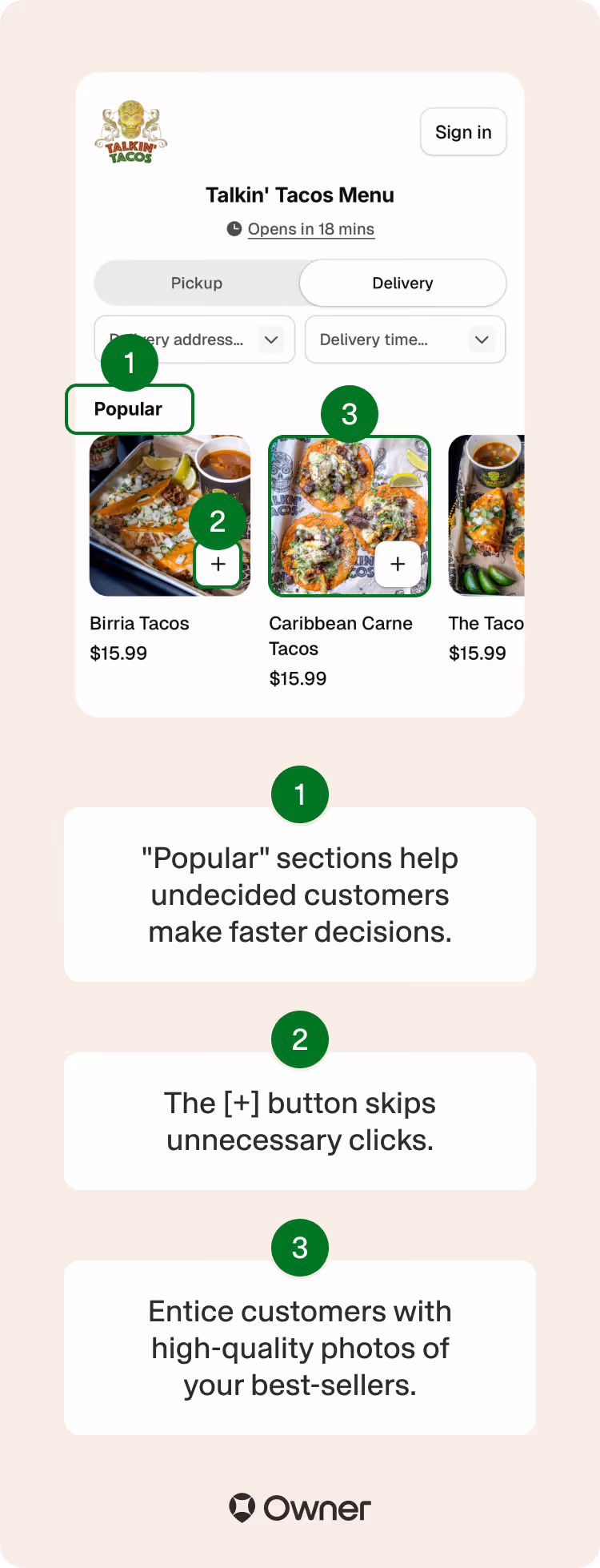 Talkin’ Tacos online ordering menu.
