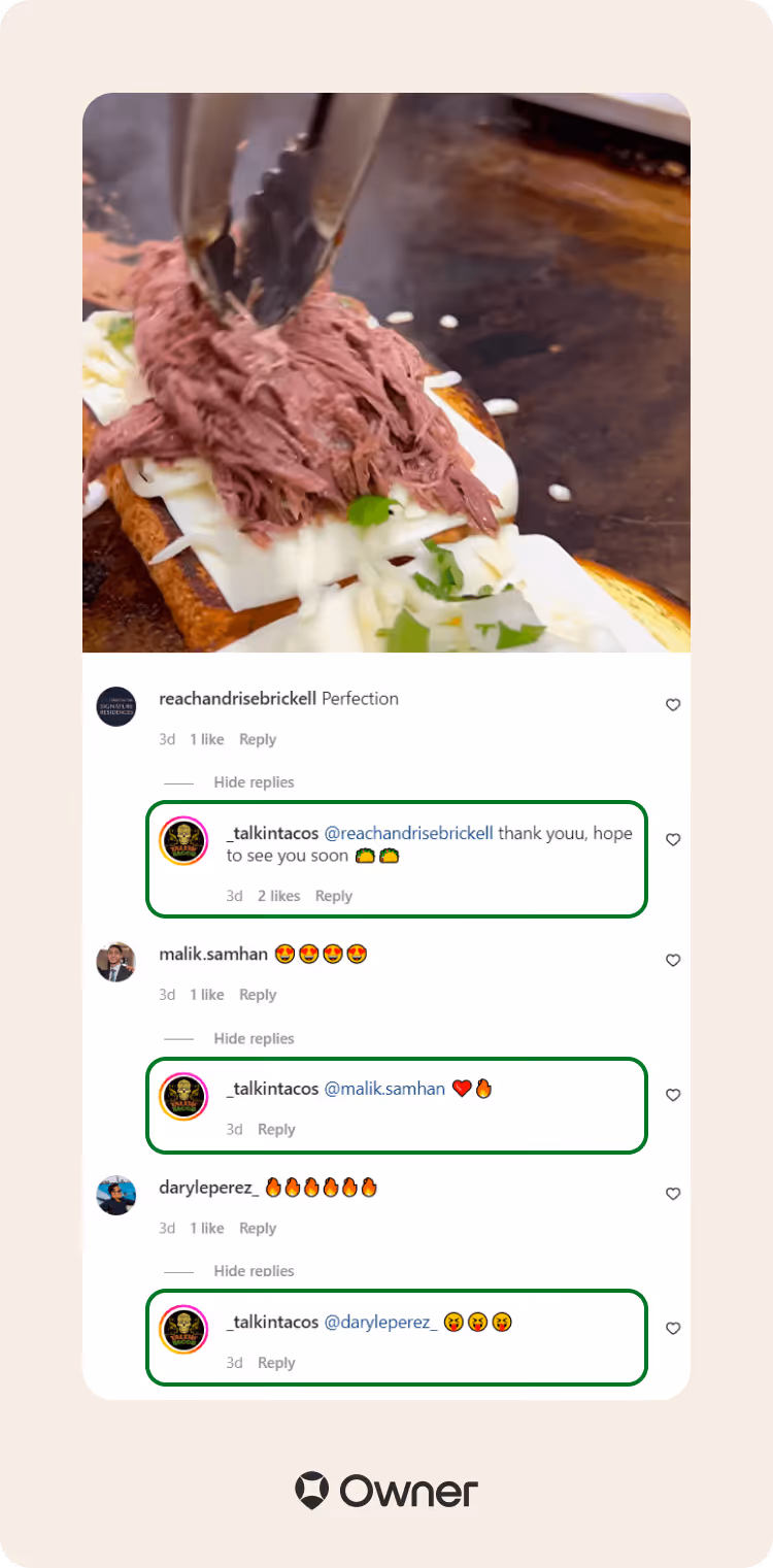 Respond to comments on Instagram.