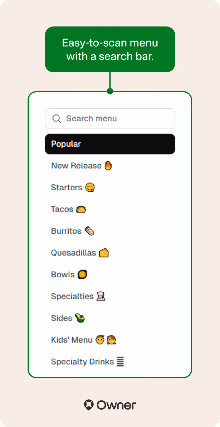 Make your online menu easy to scan.