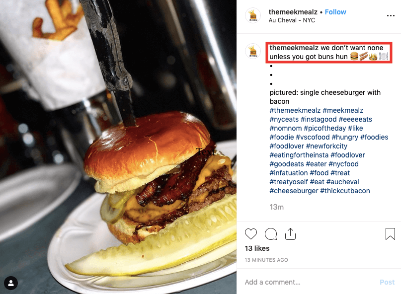 burger captions for instagram