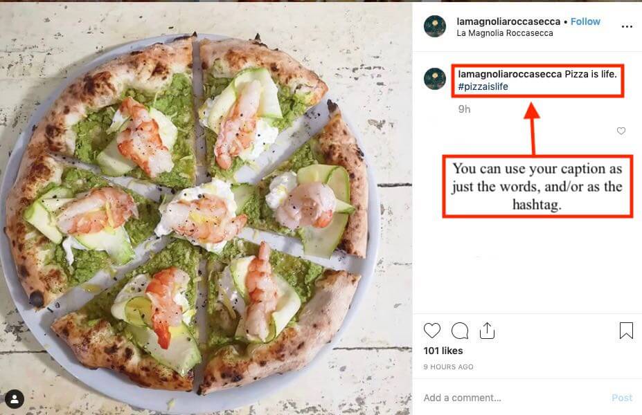Pizza is Life Caption on Instagram