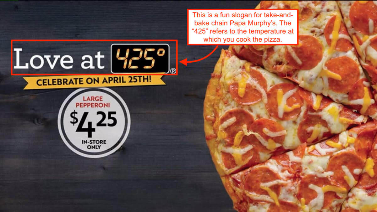 pizzeria take-and-bake slogan