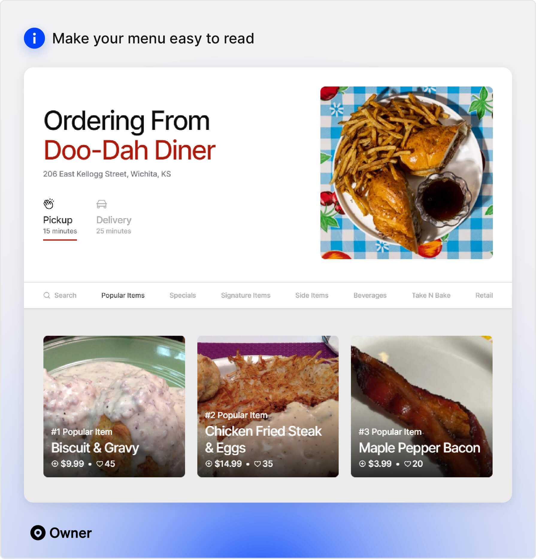 Visual HTML Online Menu for Restaurant