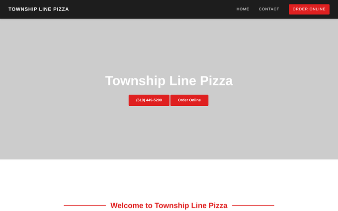 Township Line Pizza website before Owner, archived June 12, 2021; original photos were not preserved in the archive.
