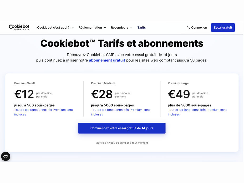 Tarif Cookiebot
