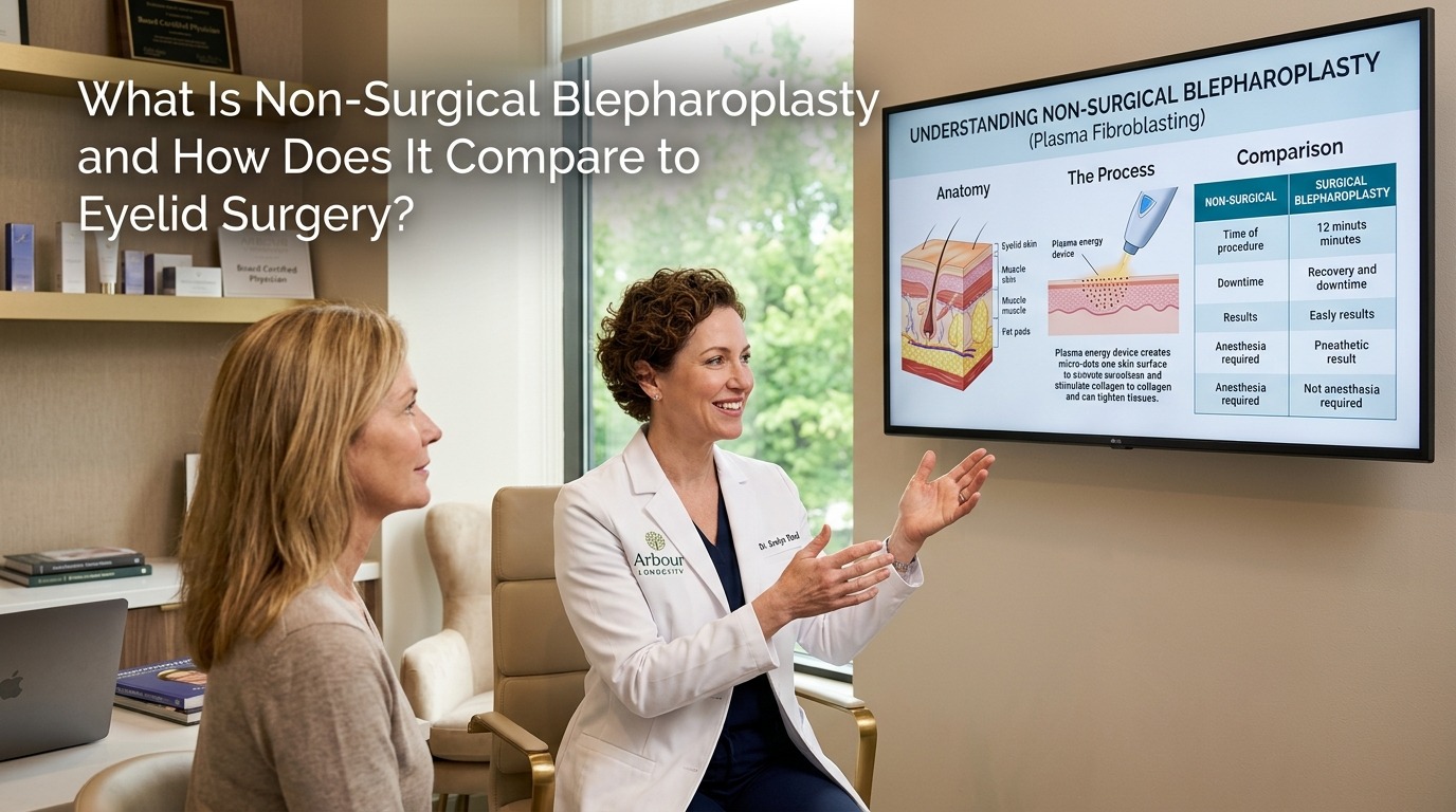 Plexr Plus plasma device used for non-surgical eyelid tightening