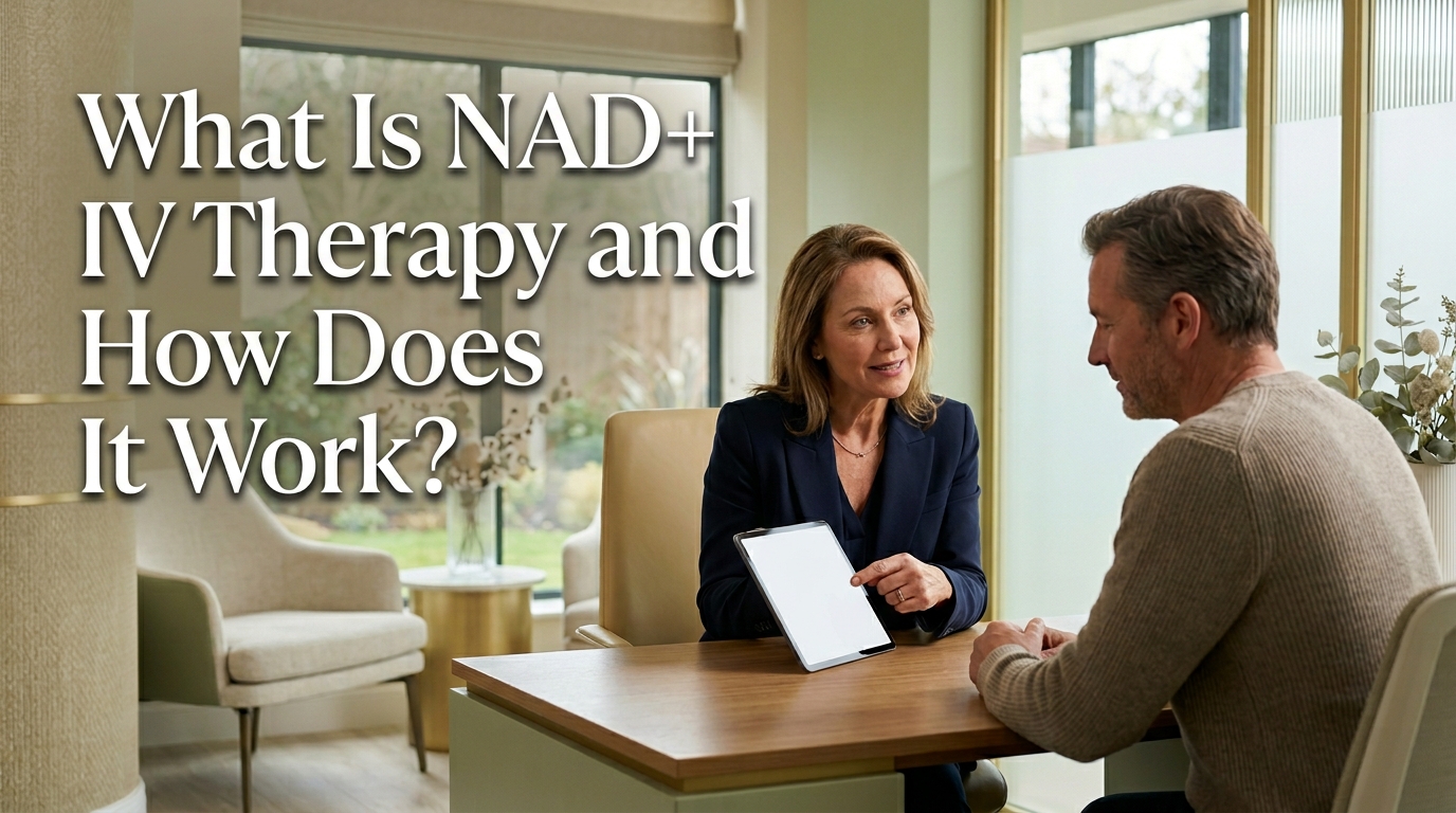 Nurse practitioner explaining NAD+ therapy to a patient
