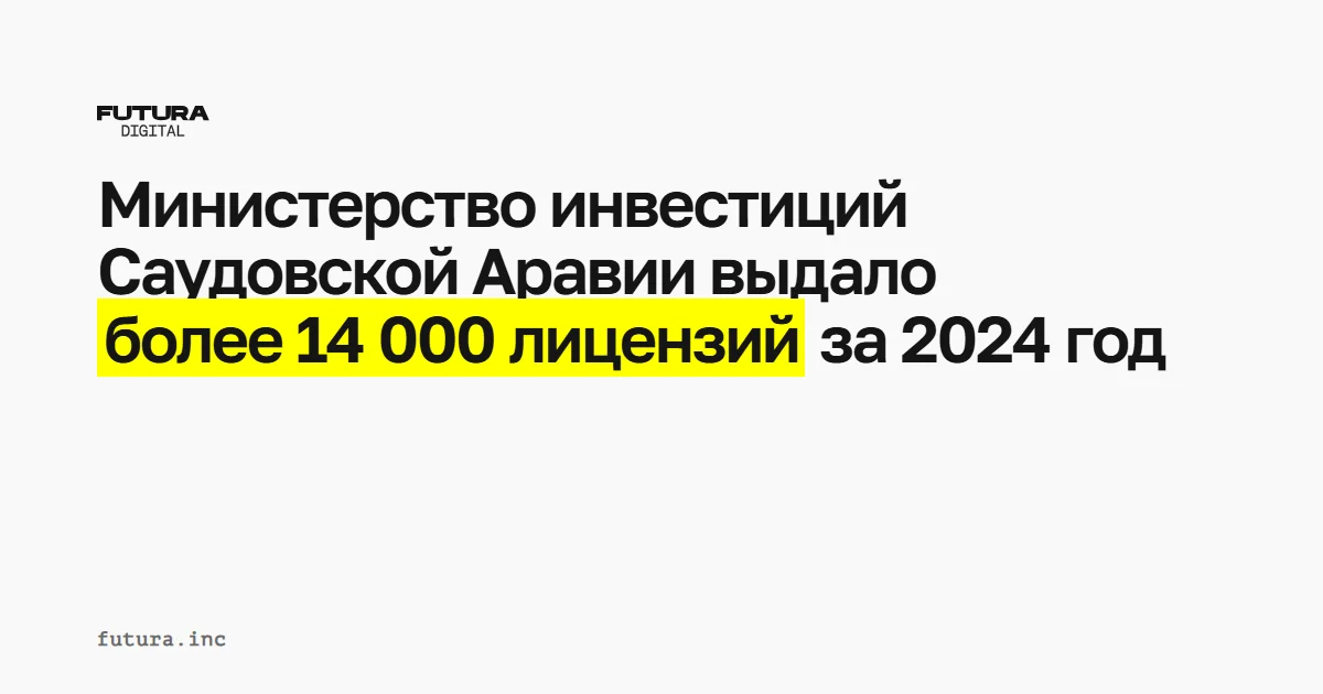 Министерство инвестиций Саудовской Аравии выдало более 14 000 лицензий в 2024 году, на 67% больше, чем годом ранее