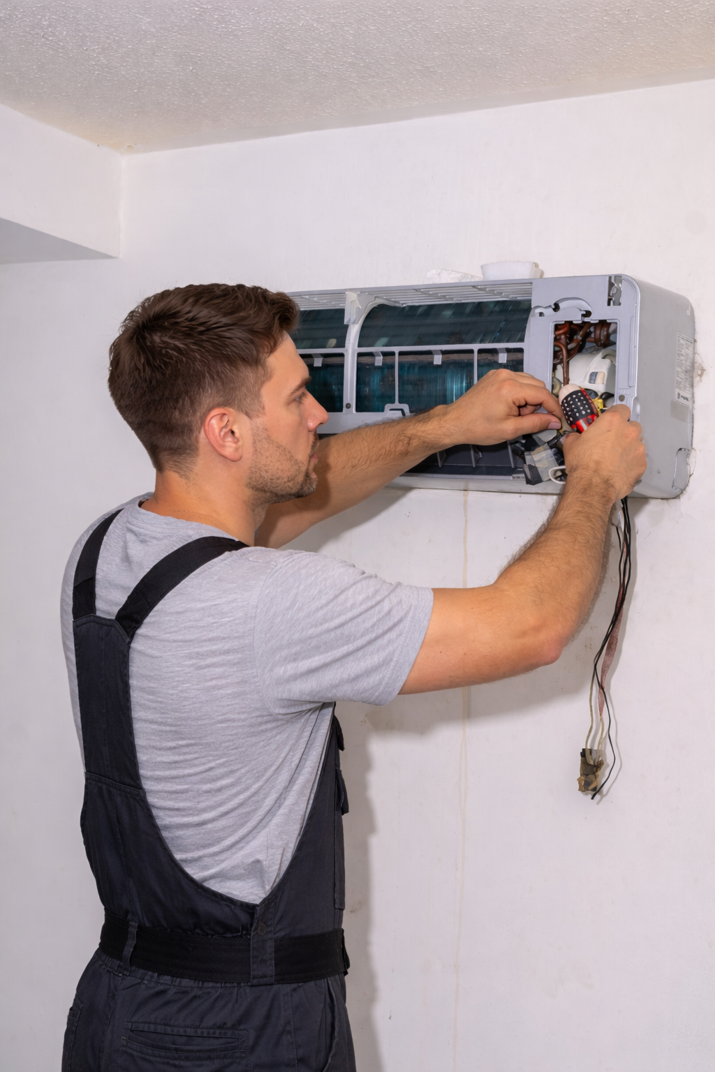 Black Cooleys Heating & Cooling truck parked outdoors under a partly cloudy sky.