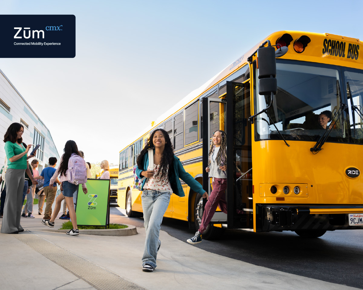 Students disembarking school bus 