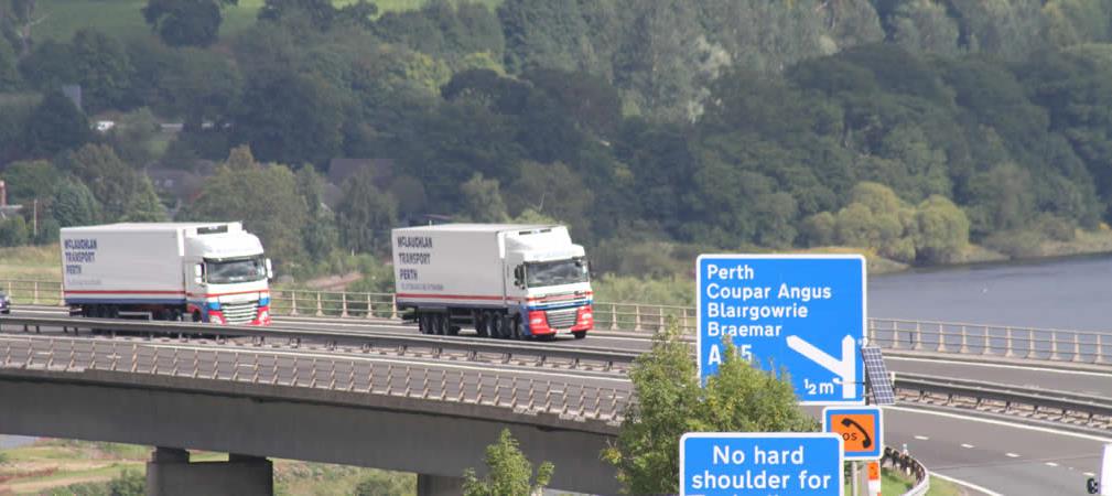 McLaughlan Transport trucks on motorway near Perth