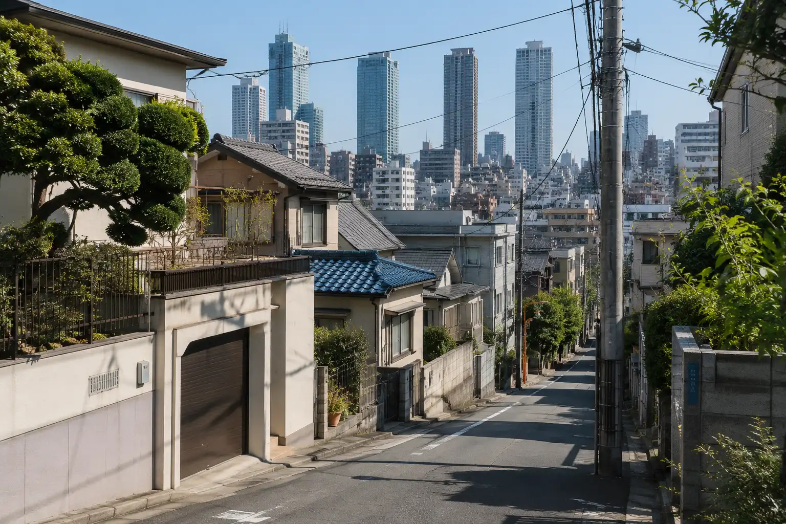 Tokyo skyline with residential and commercial buildings