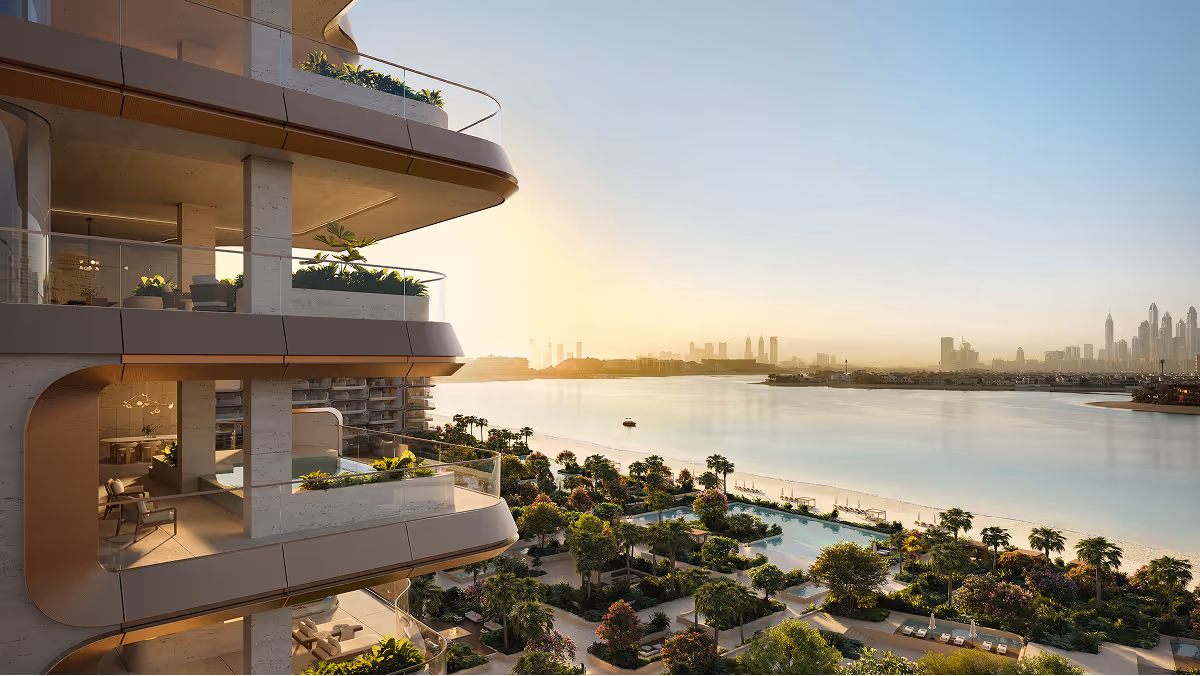 A view of a large body of water from a high rise building.