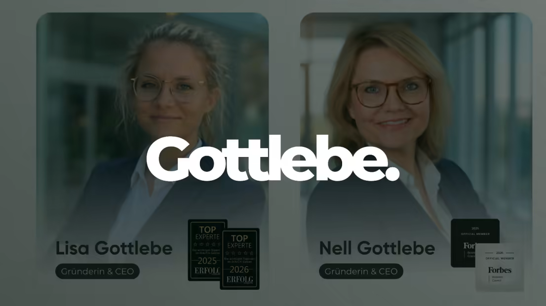 Lisa und Nell Gottlebe, Gründerinnen und CEOs, mit Gottlebe-Logo