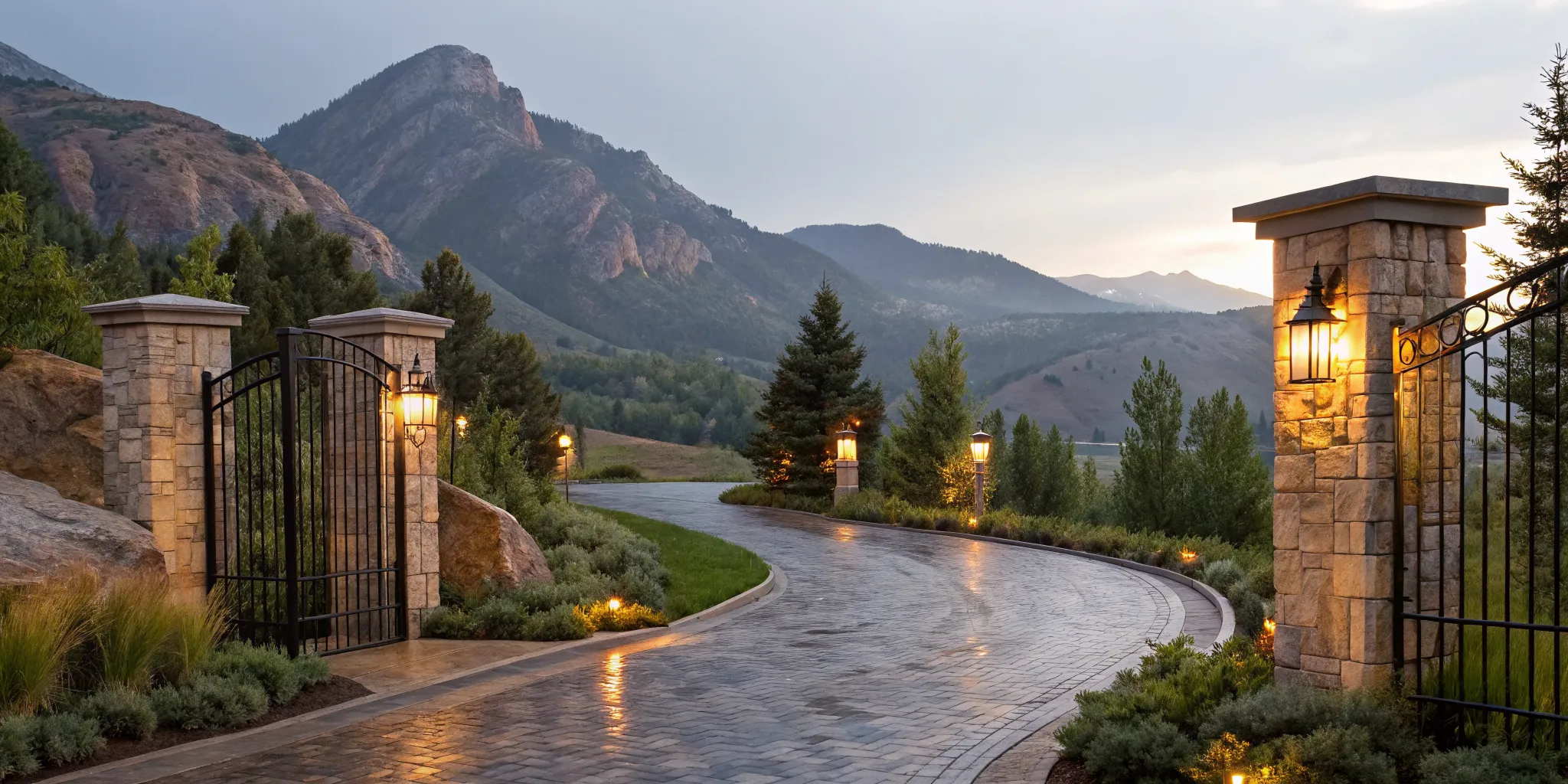 A home with mountain views at sunset in a Pleasant Grove, UT 84062 neighborhood.