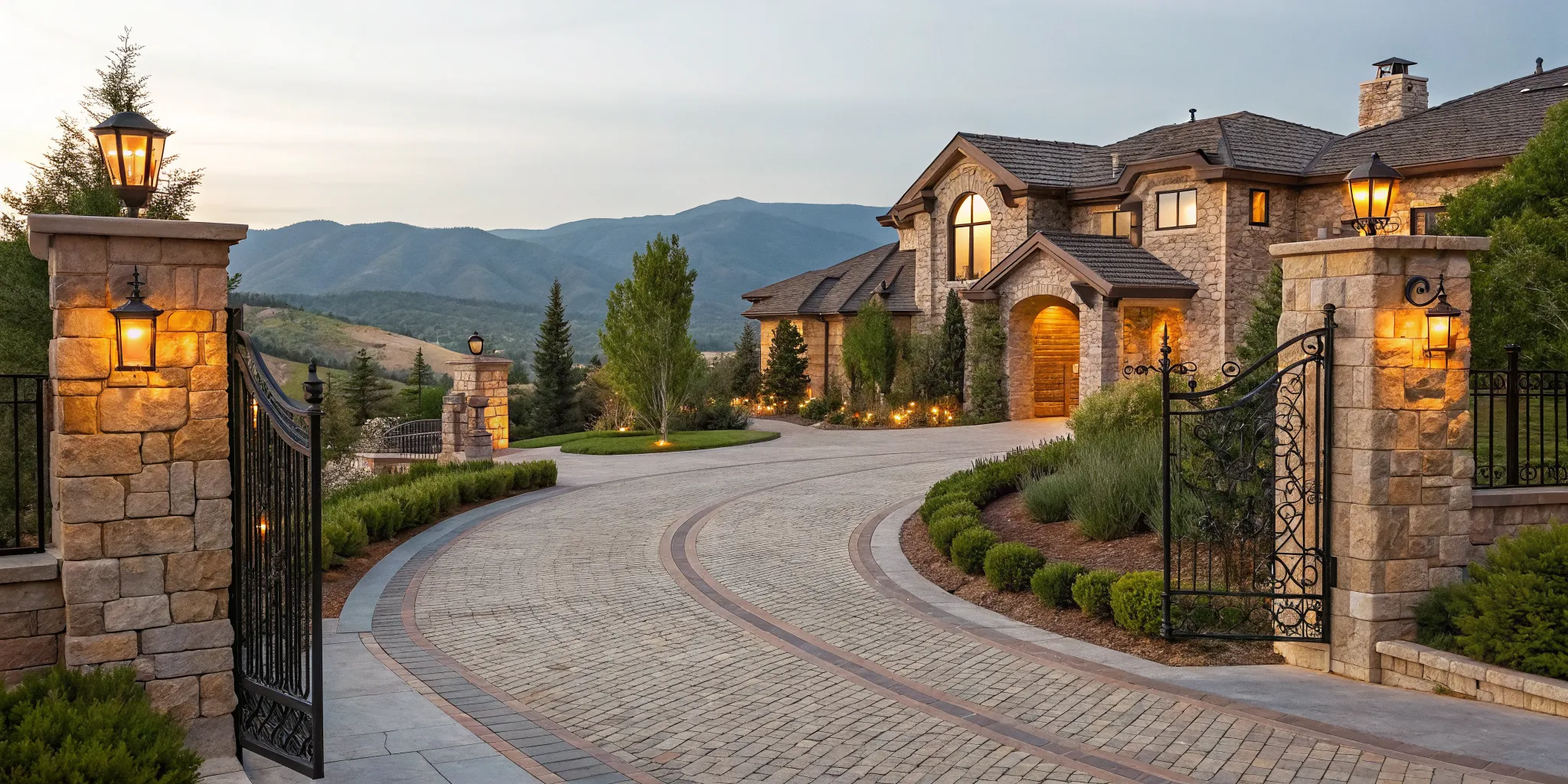 Luxury home with a gated driveway, a common property for a jumbo loan pre-approval.