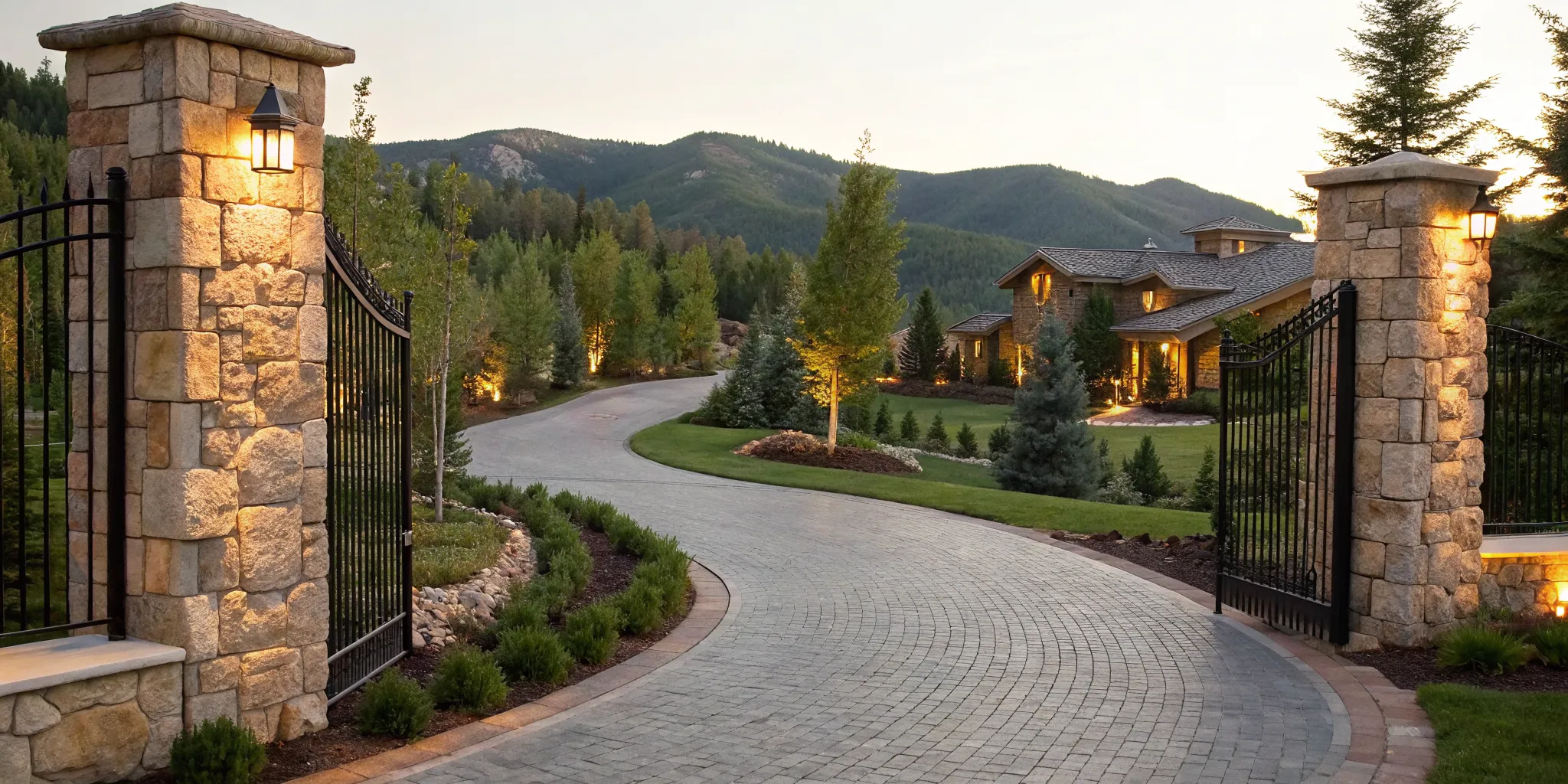 A luxury second home at dusk, the result of meeting second mortgage requirements.