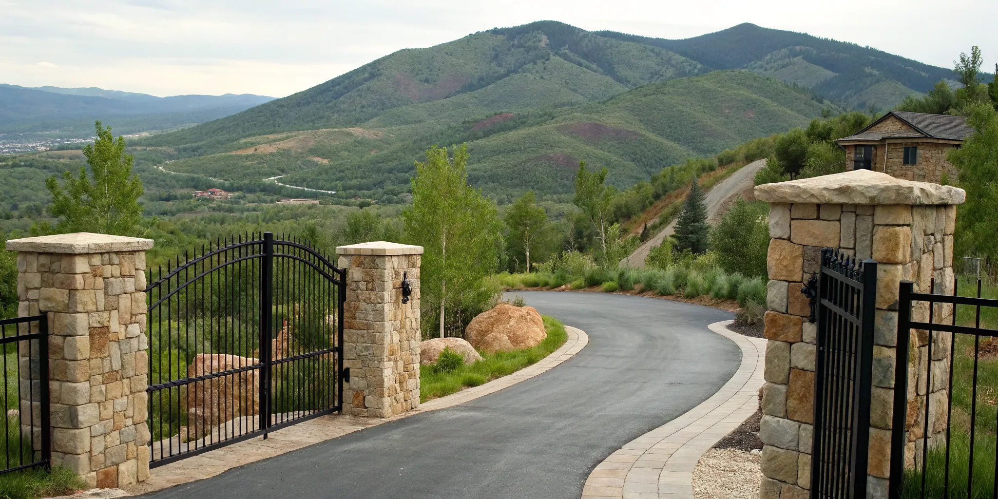 Gated driveway of a luxury home purchased with an interest-only jumbo loan.