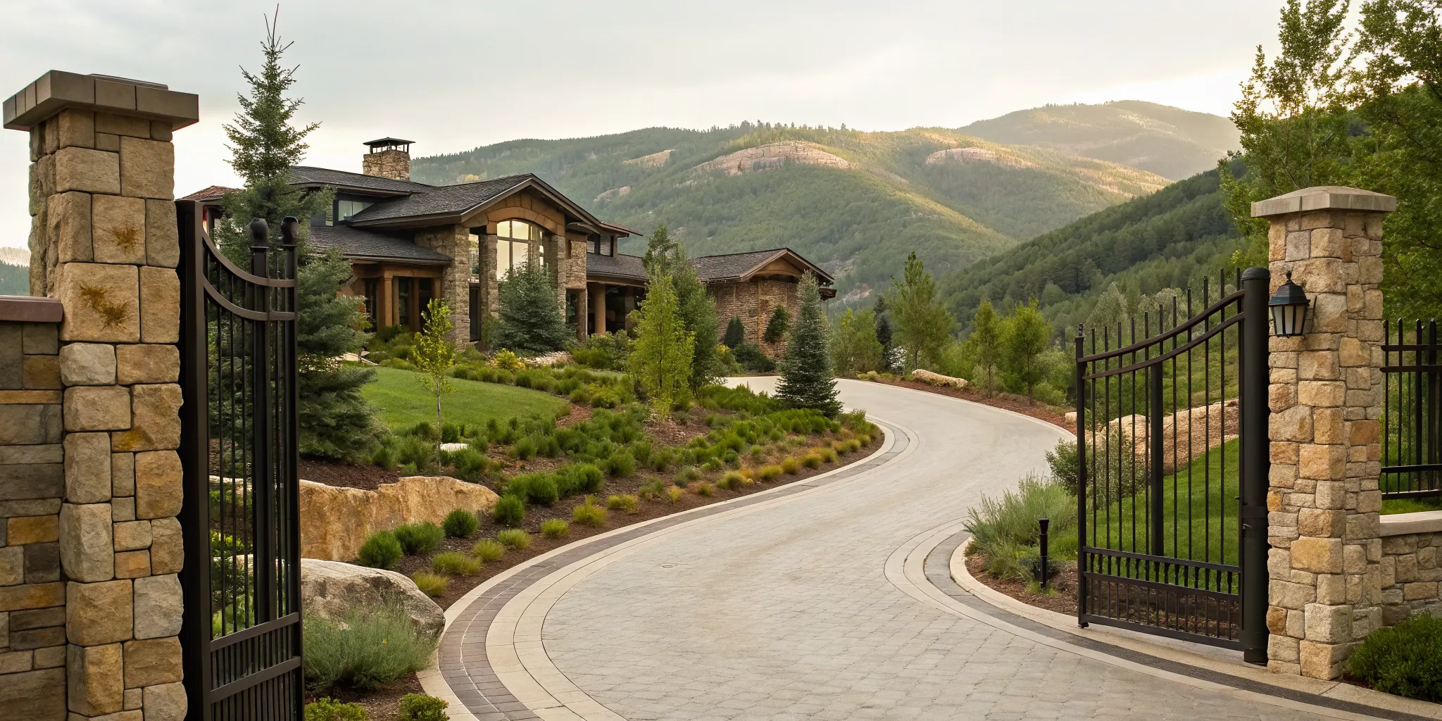 Gated luxury home in the mountains financed by a 30-year fixed jumbo loan.