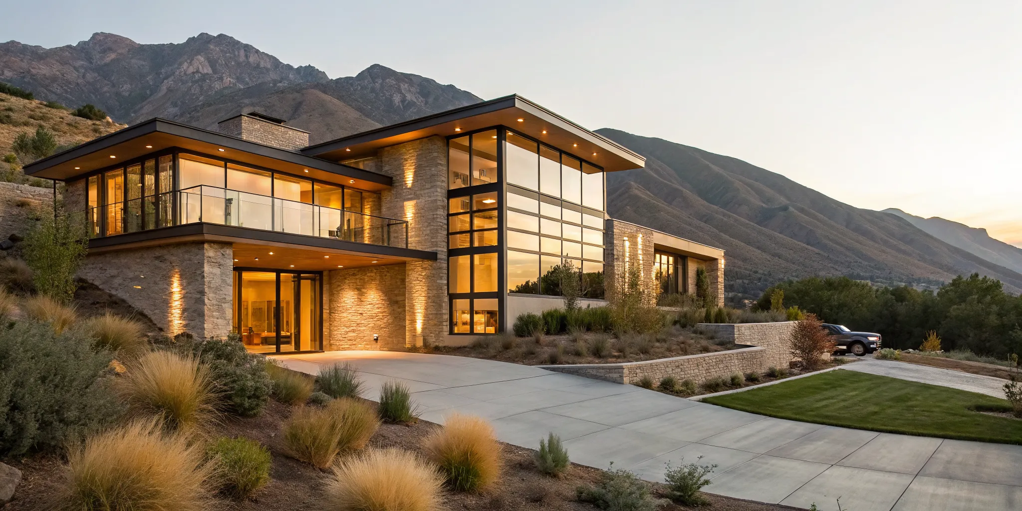 Luxury modern home with mountain views purchased with a jumbo loan.