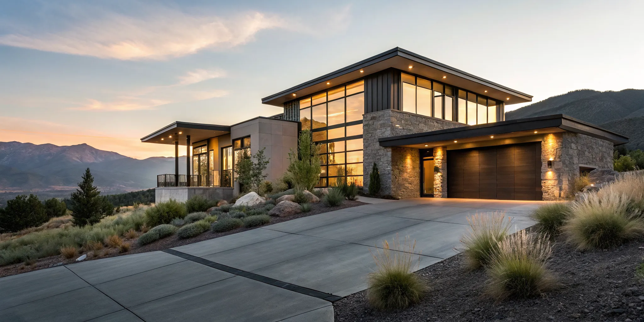 Modern vacation home with mountain views, financed with a 10 percent down loan.