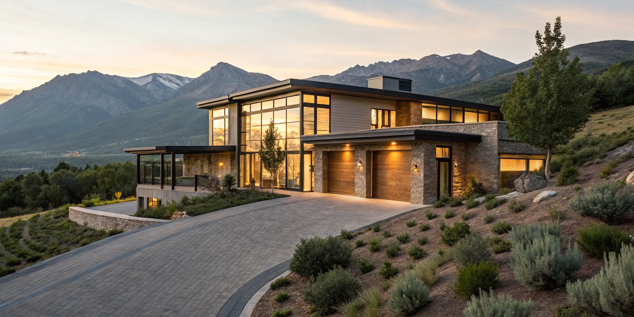 Modern luxury home in the mountains financed with a jumbo loan and 20% down.