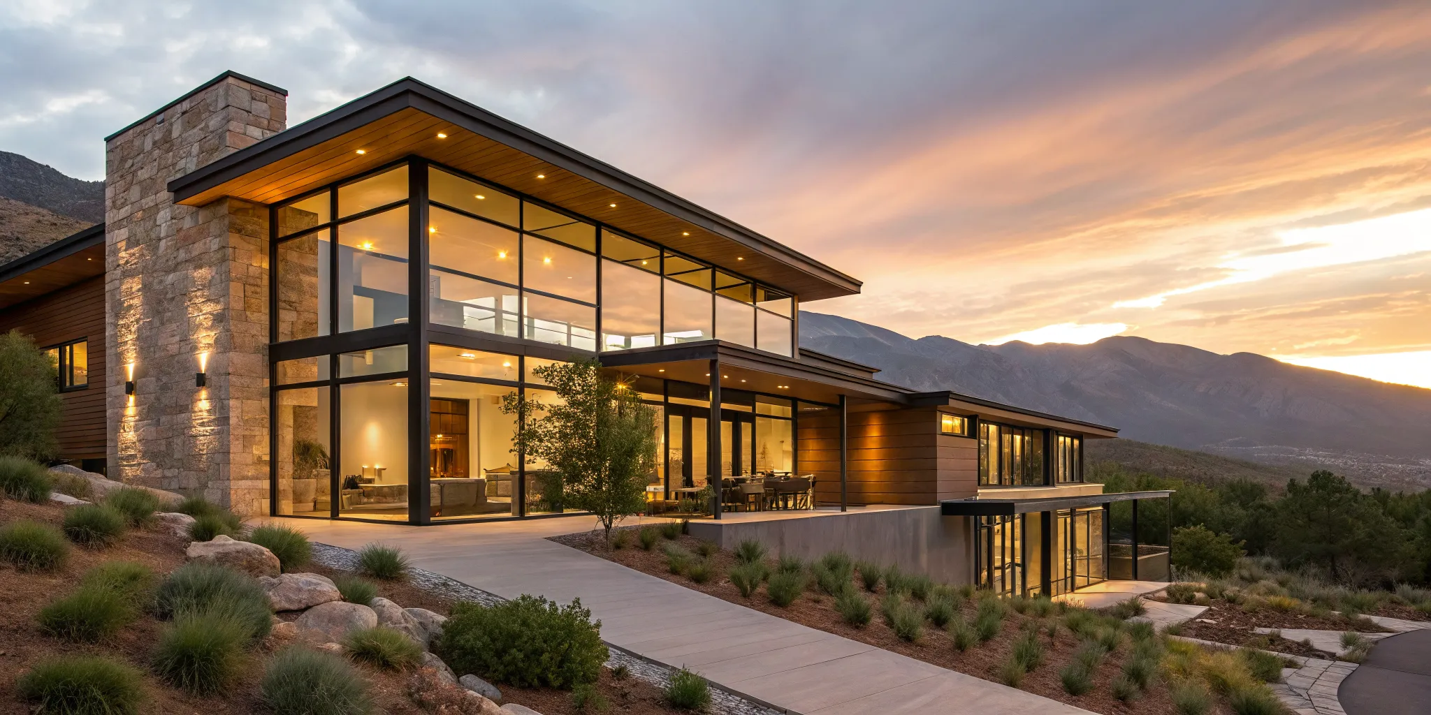A modern luxury home financed with a 90 LTV jumbo cash out refinance.