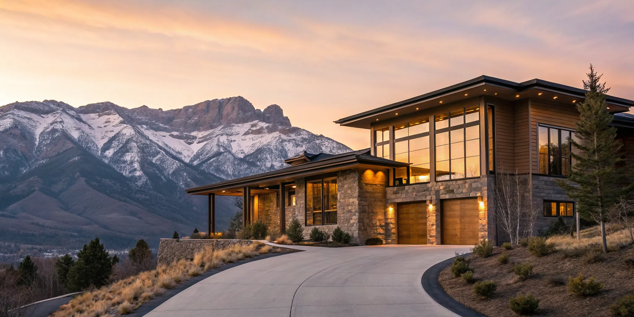 Using an investment portfolio for a jumbo loan down payment on a modern mountain home.