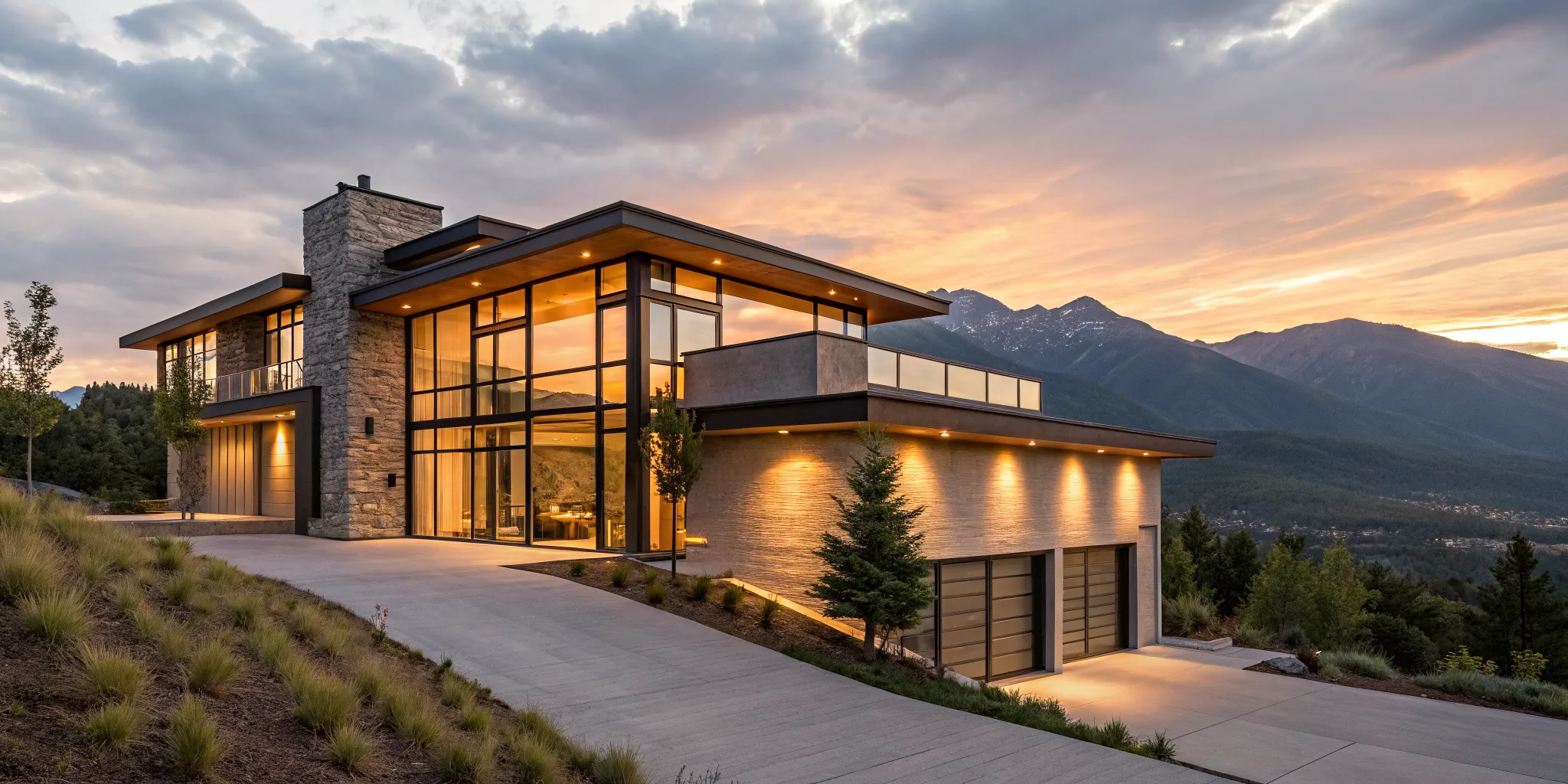 Modern Utah home at sunset, a property for a DSCR loan application.
