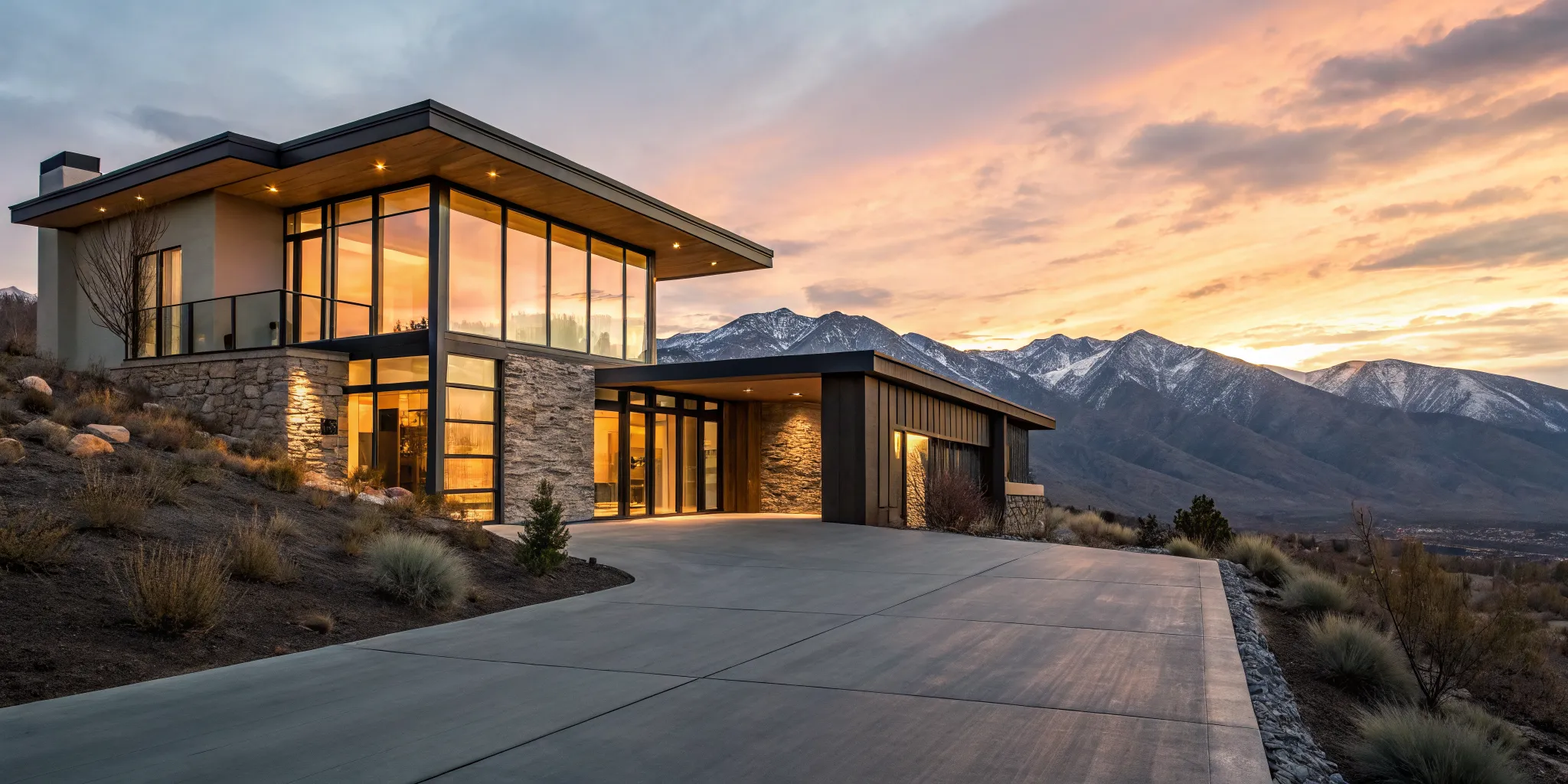Modern mountain home bought as a second home by applying for a bank statement loan.