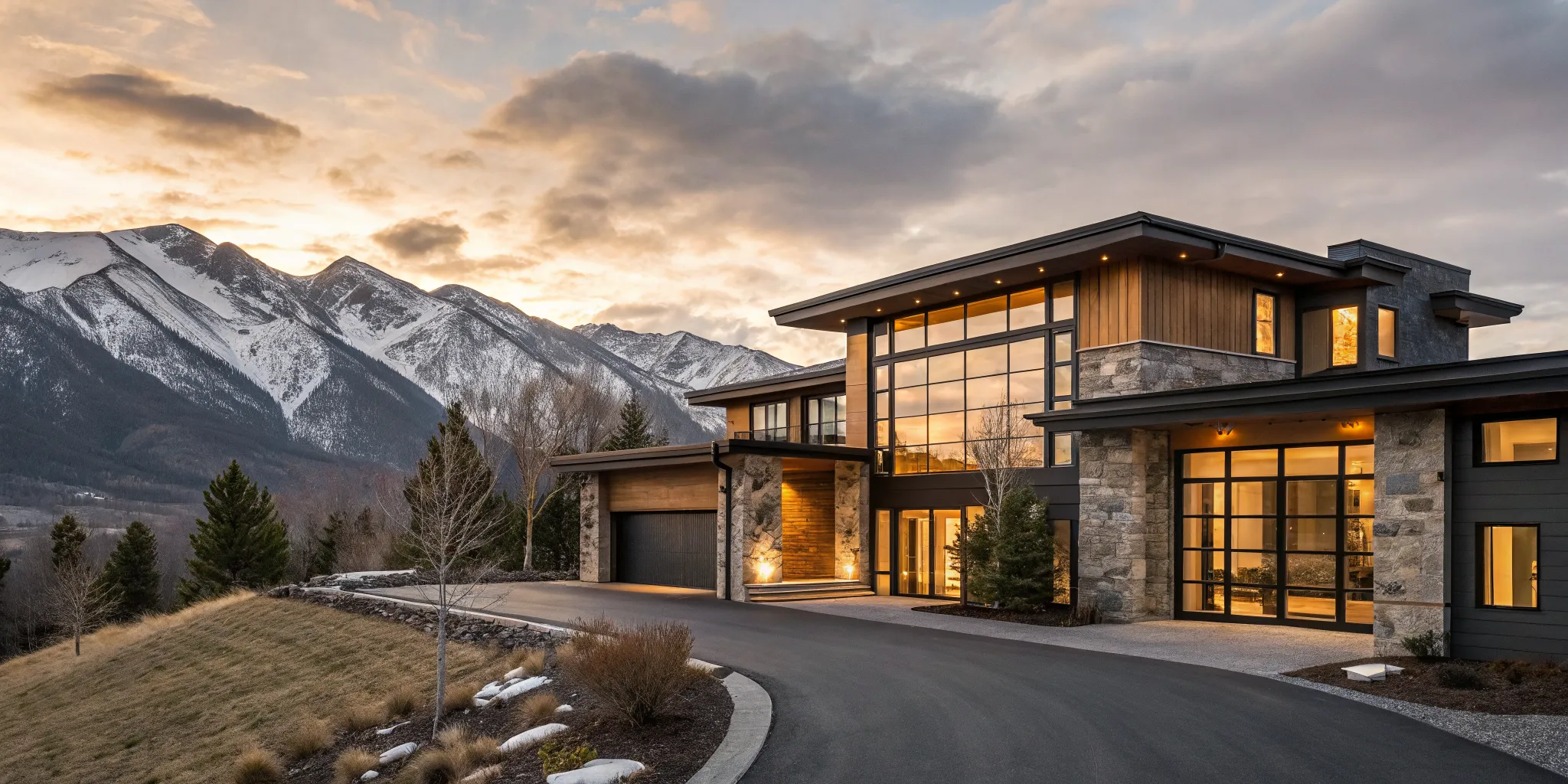 A modern Utah luxury home in the mountains, a property that requires expert financing.