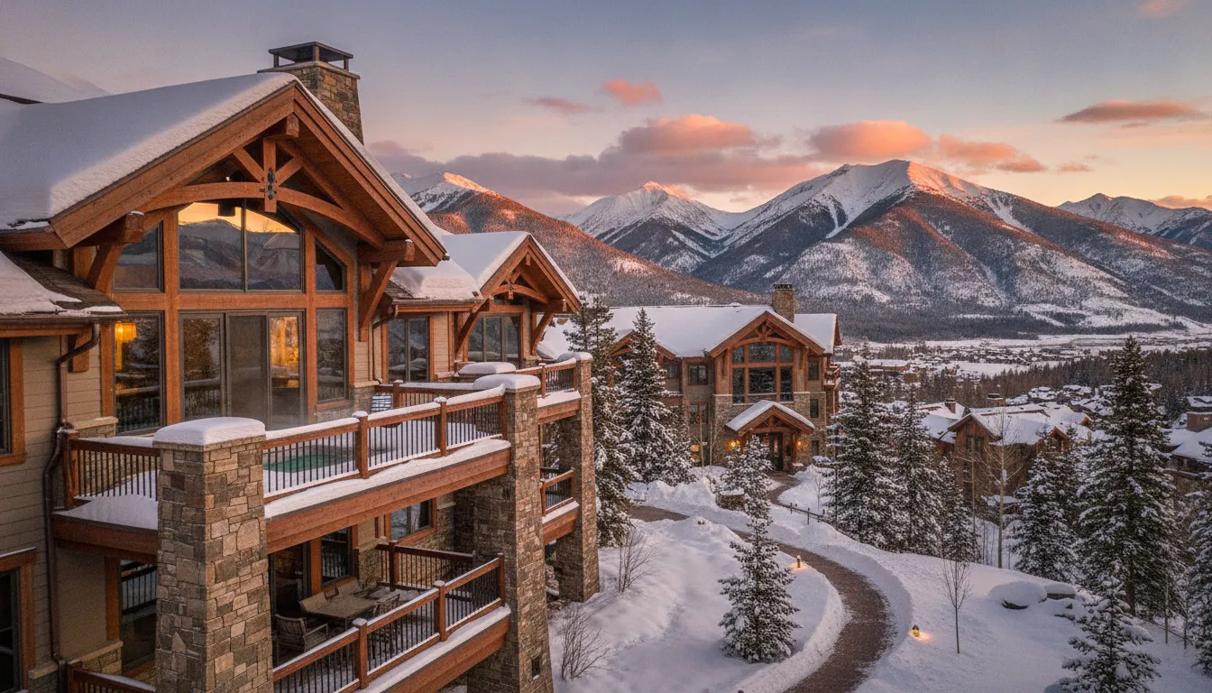 Luxury Park City resort condominium beneath snowy mountains