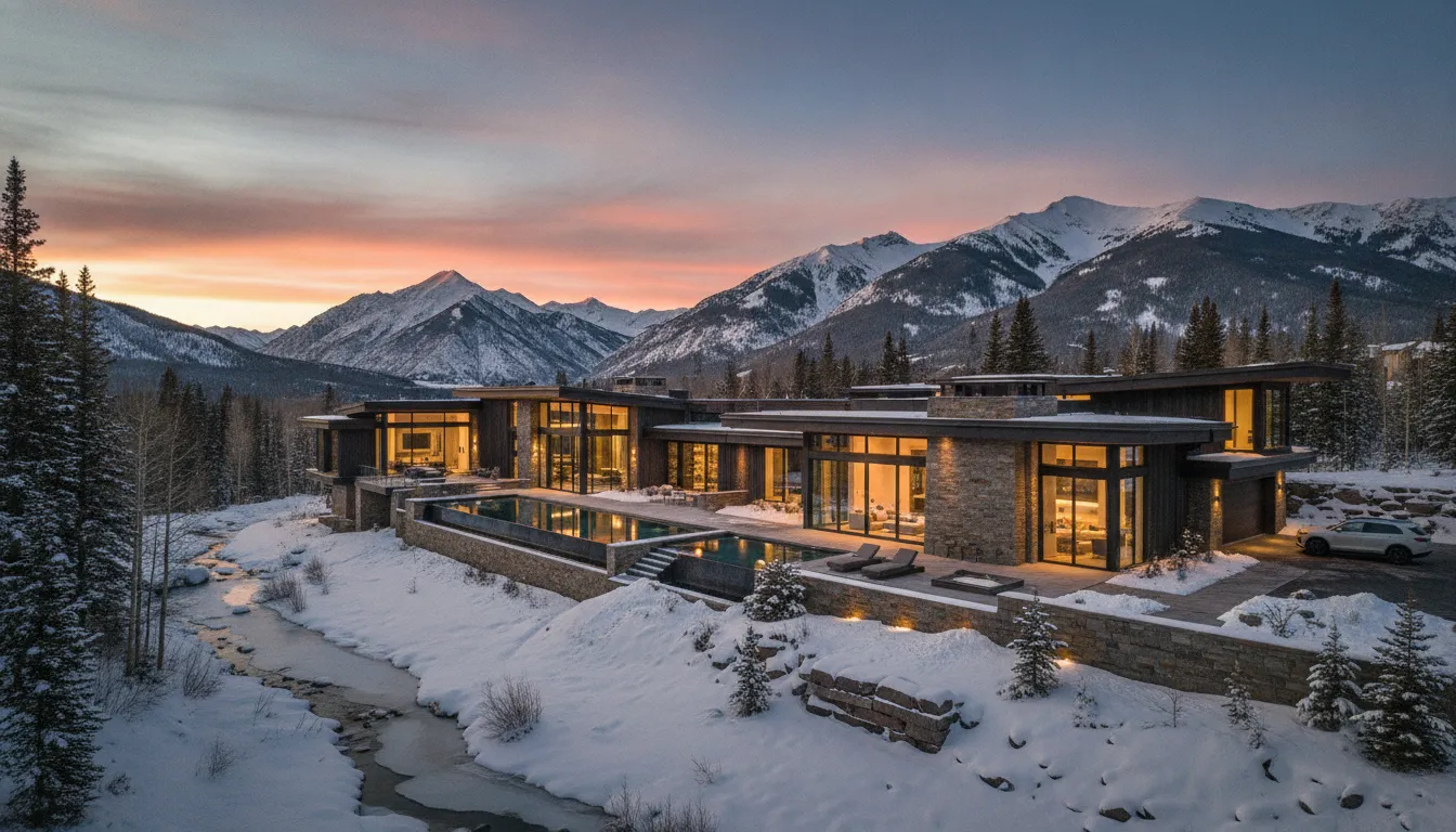 A modern luxury mountain estate in Park City Utah, representing asset depletion mortgages.