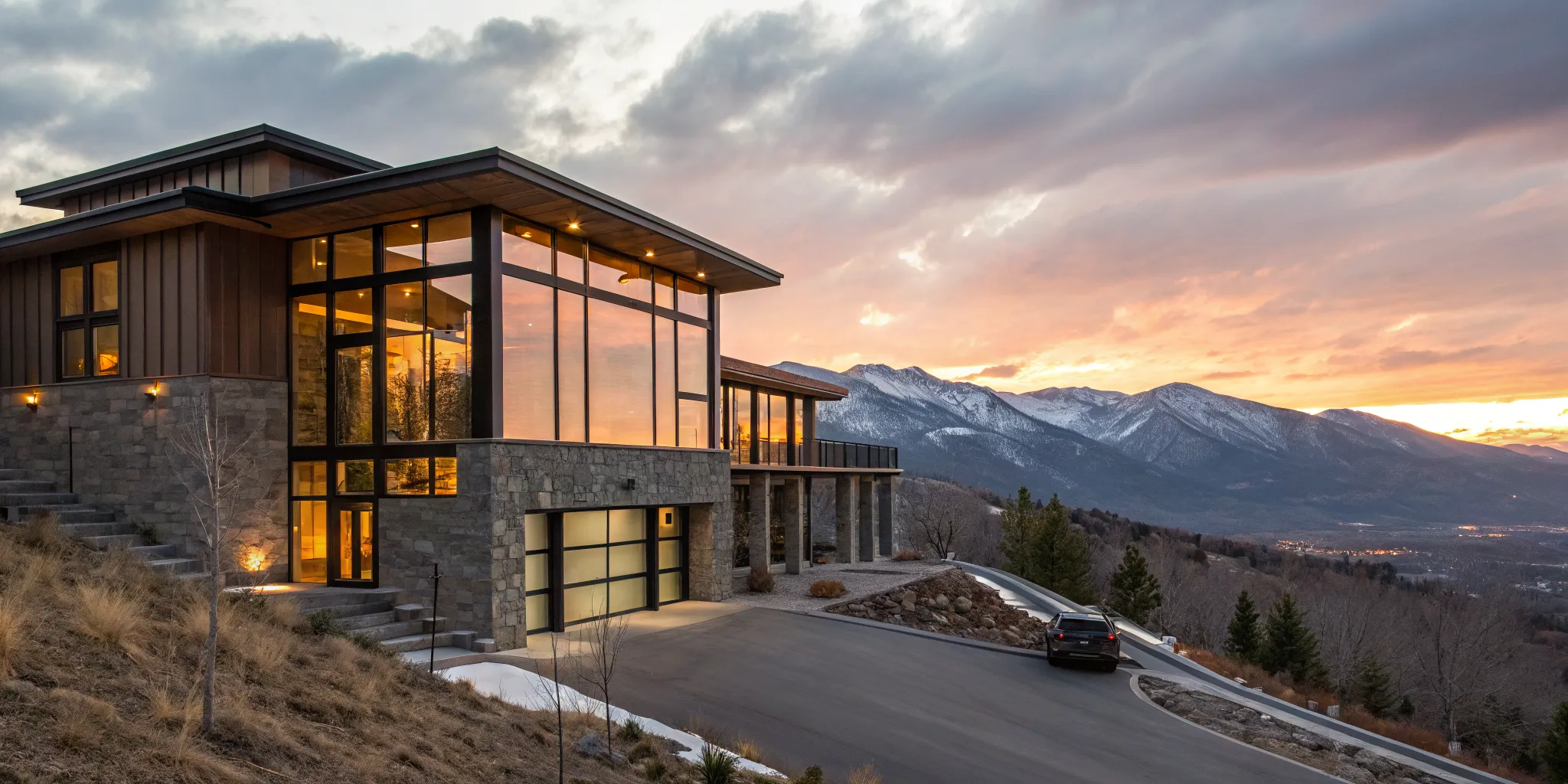 Modern luxury mountain home, a high-net-worth investment property requiring specialized financing.