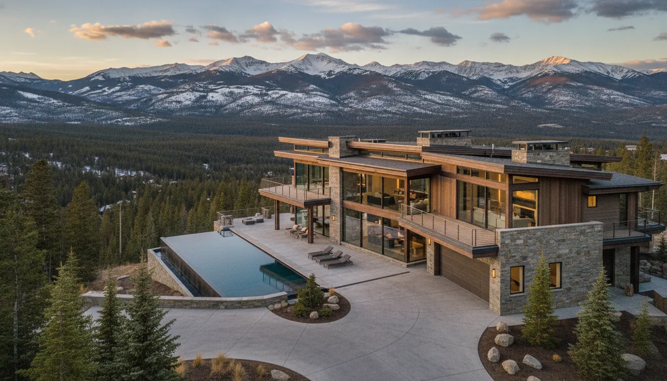 Luxury mountain estate in Park City, Utah with modern architecture and mountain backdrop