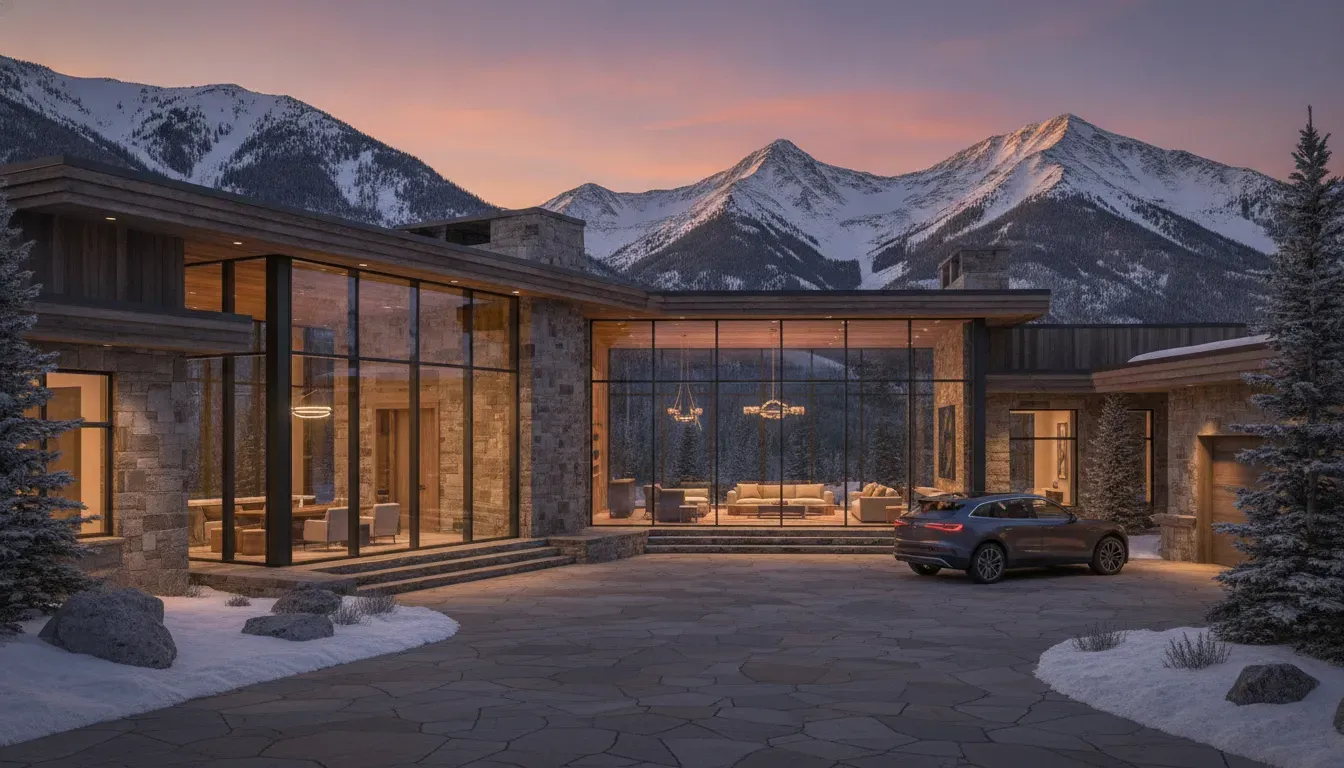 Luxury Park City mountain home at sunset for jumbo loan rate lock strategies